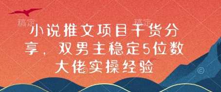 小说推文项目干货分享，双男主稳定5位数大佬实操经验好项目网-专注分享网络创业项目落地实操课程 – 全网首发_高质量创业项目输出好项目网