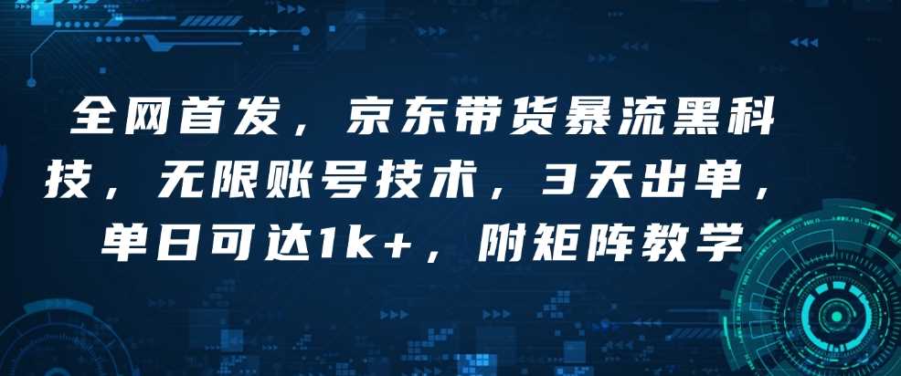 全网首发，京东带货暴流黑科技，无限账号技术，3天出单，单日可达1k+，附矩阵教学【揭秘】好项目网-专注分享网络创业项目落地实操课程 – 全网首发_高质量创业项目输出好项目网